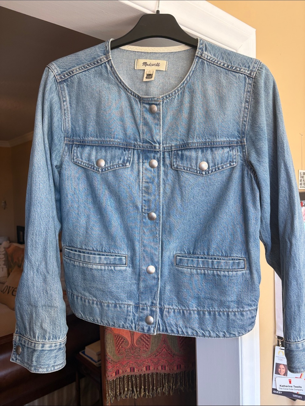 Madewell Light Blue Collarless Denim Jacket